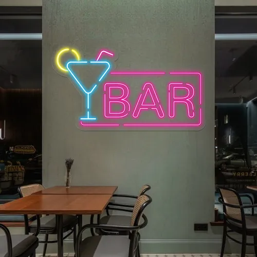 Vibrant Martini Neon Bar Sign - Custom Canvas Now