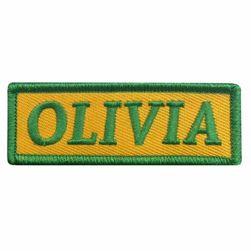Green and Yellow Olivia Name Patch - Custom Canvas Now