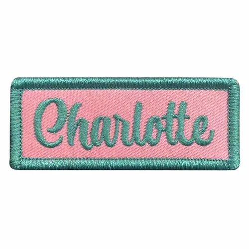 Teal and Pink Charlotte Name Patch - Custom Canvas Now