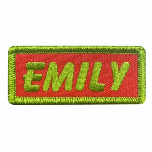 Lime Green and Red Emily Name Patch - Custom Canvas Now