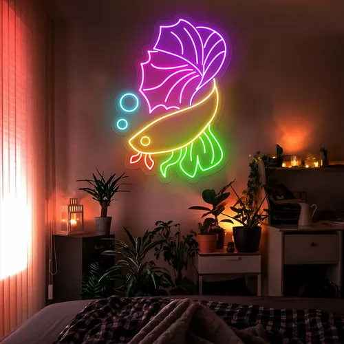 Fish Neon Sign - Custom Canvas Now
