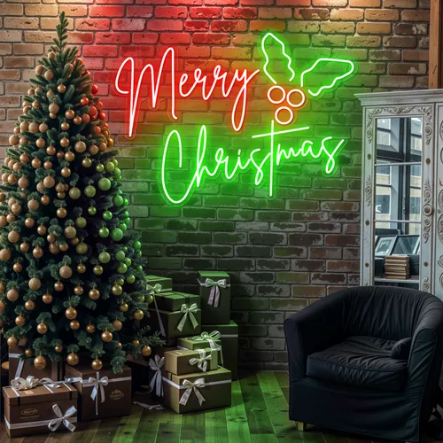 The Merry Christmas Neon Sign - Custom Canvas Now