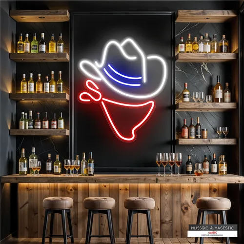 Cowboy Neon Sign - Custom Canvas Now