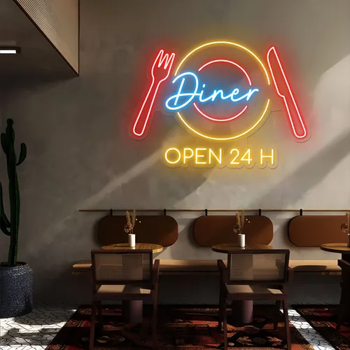 Neon Diner Sign - Custom Canvas Now