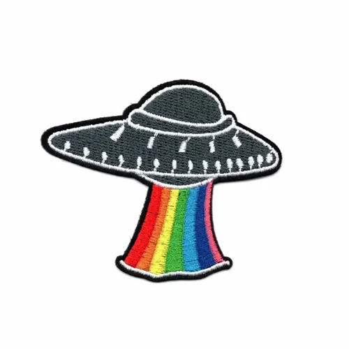 Rainbow and Black UFO Patch - Custom Canvas Now