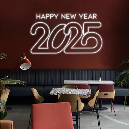 Frosty Happy New Year 2024 Neon Sign - Custom Canvas Now