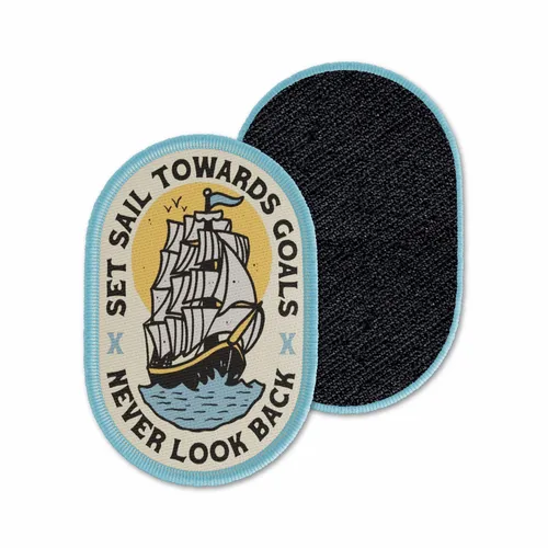 Oval Set Sail Never Look Back Velcro Patch - Custom Canvas Now
