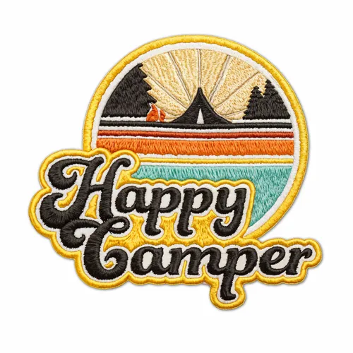 Round Happy Camper Iron On Patch - Custom Canvas Now