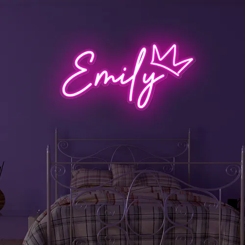 Emily Crown Neon Sign - Custom Canvas Now