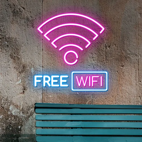Free WIFI Zone Neon Sign - Custom Canvas Now