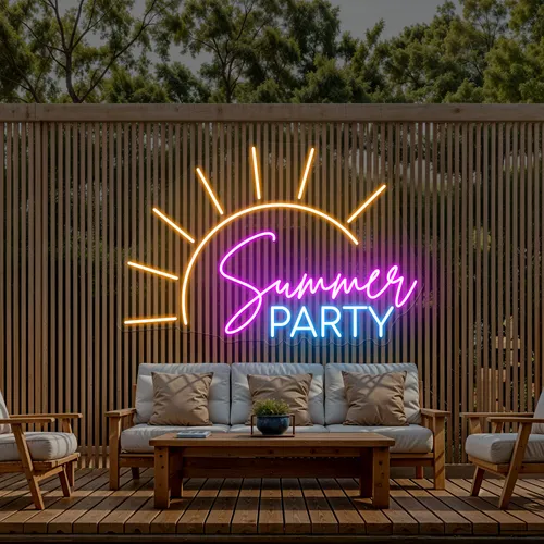 Cool Summer Party Neon Sign - Custom Canvas Now