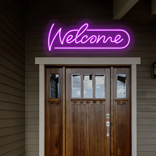 Stylish Welcome Neon Sign - Custom Canvas Now