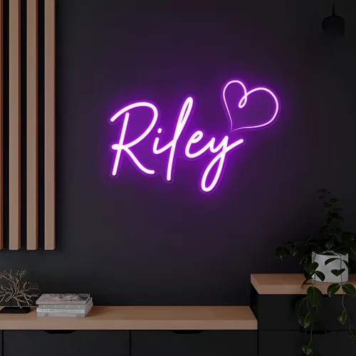 Riley Heart Neon Sign - Custom Canvas Now
