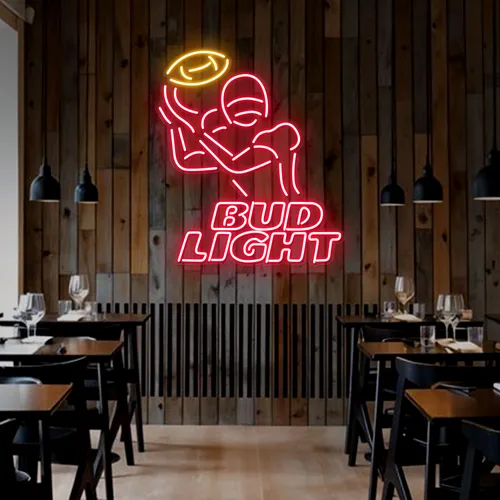 Team Football Bud Light Neon Sign - Custom Canvas Now