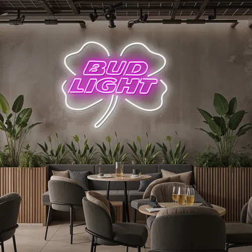 Lucky Clover Bud Light Neon Sign - Custom Canvas Now