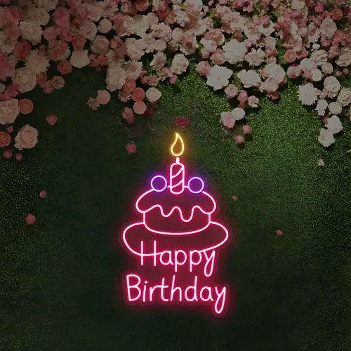 Happy Birthday Wishes Neon Sign - Custom Canvas Now