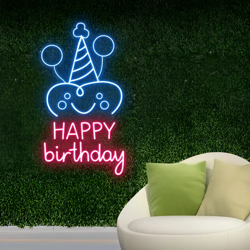 Celebrate Happy Birthday Neon Sign - Custom Canvas Now