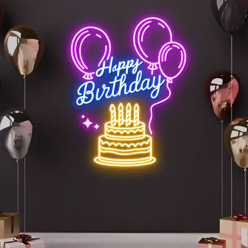 Happy Birthday Bash Neon Sign - Custom Canvas Now