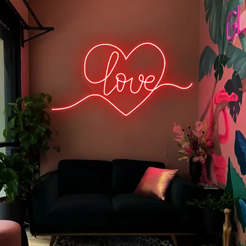 Heart of Love Neon Sign - Custom Canvas Now