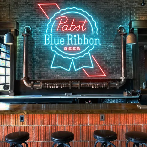 Pabst Blue Ribbon Neon Sign - Custom Canvas Now