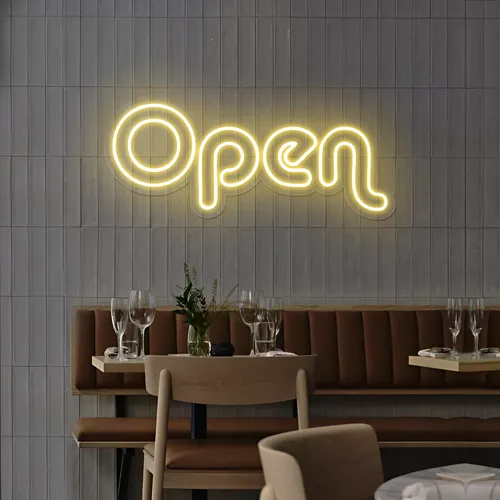 Bright Open Neon Sign - Custom Canvas Now
