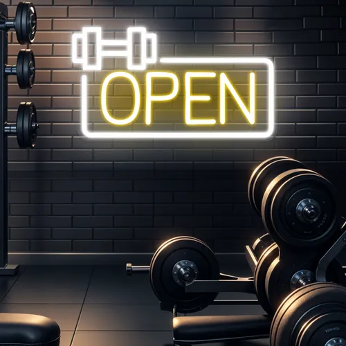 Bold Open Neon Sign - Custom Canvas Now