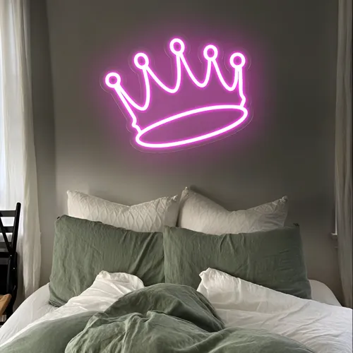 Majestic Pink Crown Neon Sign - Custom Canvas Now