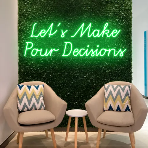 Stylish "Let's Make Pour Decisions" Neon Sign - Custom Canvas Now