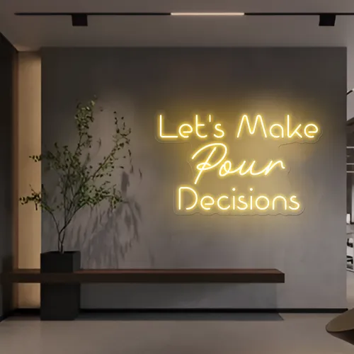 Chic "Let's Make Pour Decisions" Neon Sign - Custom Canvas Now