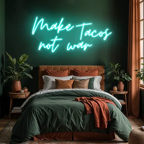 Sizzling "Make Tacos Not War" Neon Sign - Custom Canvas Now