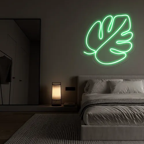 Tropical Monstera Leaf Neon Sign - Custom Canvas Now