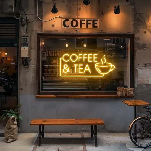Coffee Tea Window Neon Sign - Custom Canvas Now