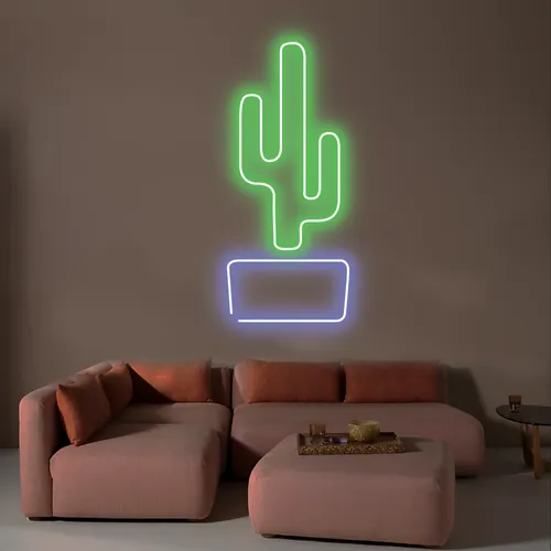 Cactus Vertical Neon Sign - Custom Canvas Now