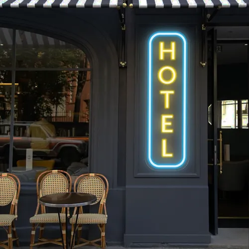 Hotel Vertical Neon Sign - Custom Canvas Now