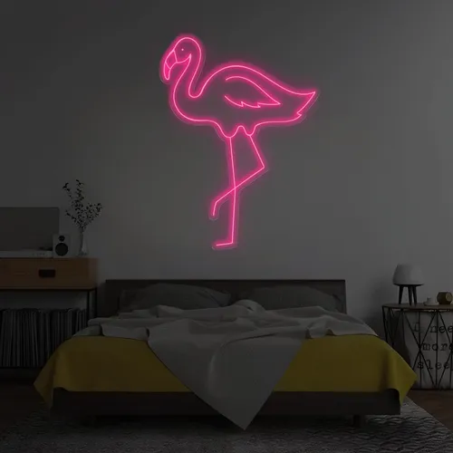 Single Flamingo Vertical Neon Sign - Custom Canvas Now