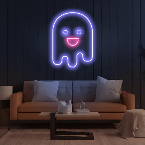 Ghost Cartoon Vertical Neon Sign - Custom Canvas Now