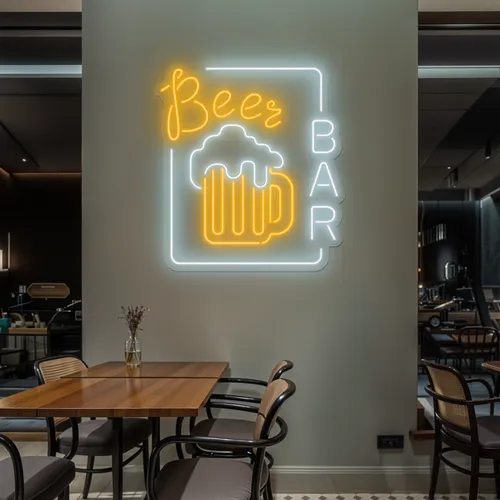 Beer Bar Vertical Neon Sign - Custom Canvas Now
