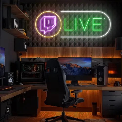 Twitch Live Streaming Neon Sign - Custom Canvas Now