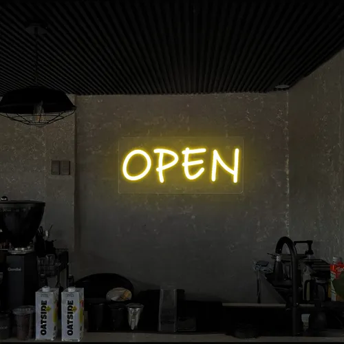 Open Neon Sign (small handwritten style) - Custom Canvas Now