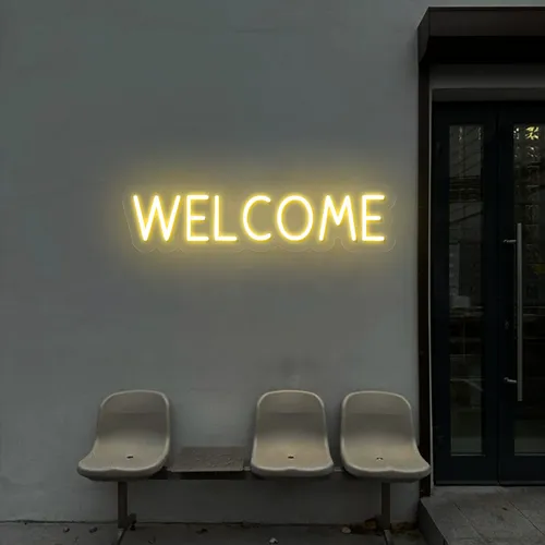 Welcome Block Neon Sign - Custom Canvas Now
