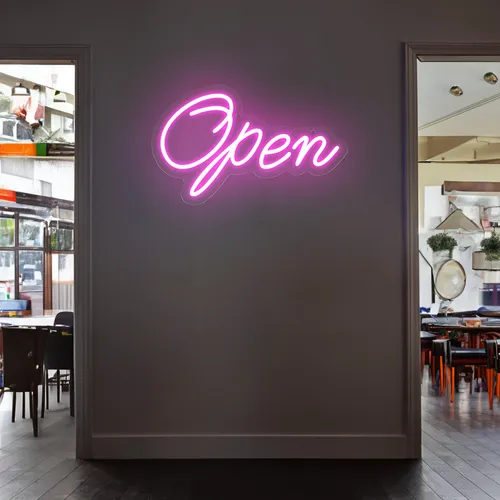 Open Script Neon Sign - Custom Canvas Now