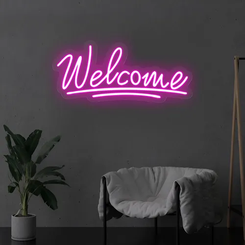 Welcome Underline Neon Sign - Custom Canvas Now