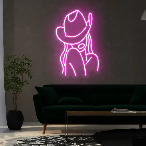 Mini Cowgirl Neon Sign - Custom Canvas Now