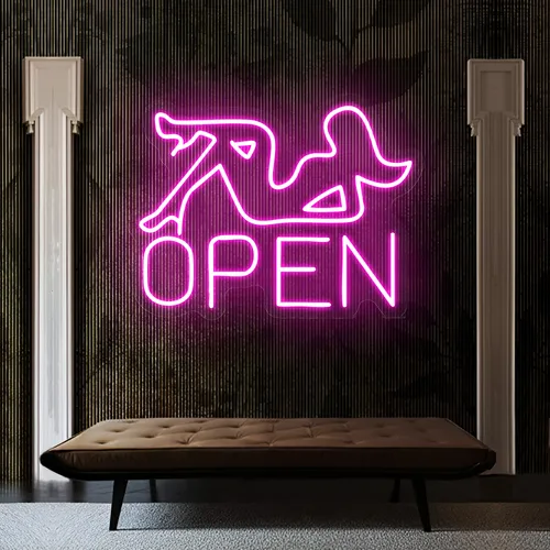 Open With Pin-Up Neon Sign - Custom Canvas Now