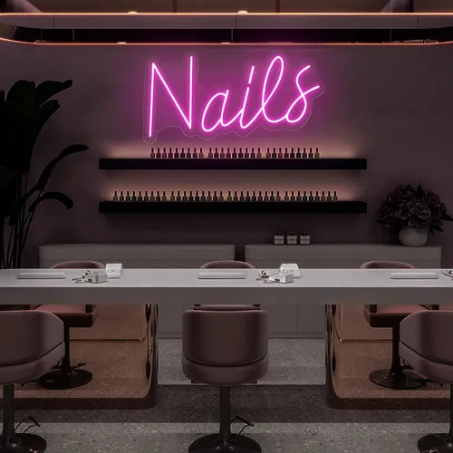 Nails Script Neon Sign - Custom Canvas Now