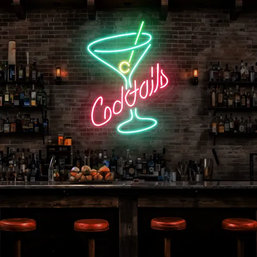 Cocktails Neon Sign - Custom Canvas Now