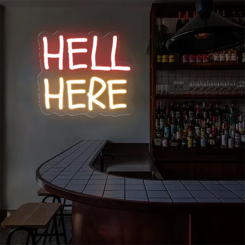 Hell Here Neon Signs - Custom Canvas Now