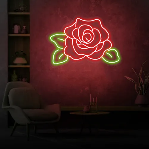 Rose Neon Sign - Custom Canvas Now