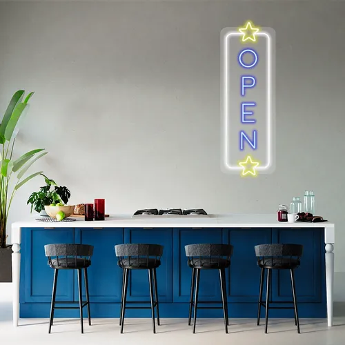 Custom Vertical Neon Open Signs - Custom Canvas Now