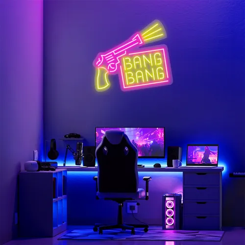 Custom Gun Neon Signs - Custom Canvas Now